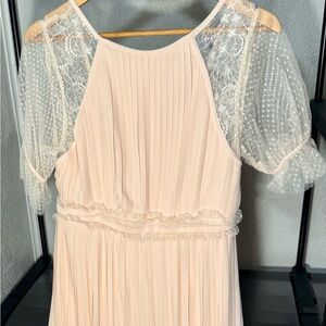 TFNC Odra Maxi Dress in Soft Pink with Sheer Sleeves